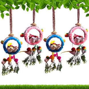 The Shine Store Artificial Bird Nest Jute Rope Hanging Décor Home Decoration Decorative Showpiece  -  32 cm