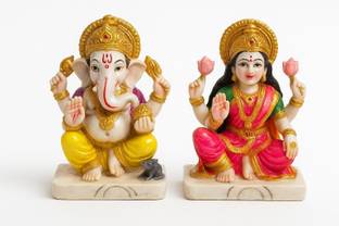 WearrCraftJPR Laxmi Ganesh Ji Idol Symbol of Wealth, Wisdom, Prosperity & Divine Blessings Decorative Showpiece  -  10 cm