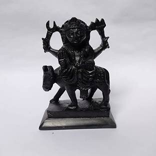 DEVAMA THE DIVINE Shani Dev Idol-Murti Black Stone डेकोरेटिव शोपीस  -  12.5 cm