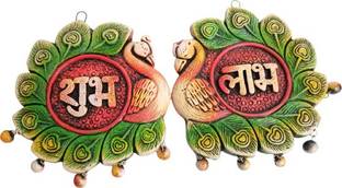 KSI Shubh Labh Terracotta Handmade Door/Wall Hanging for Home Decor Decorative Showpiece  -  1 cm