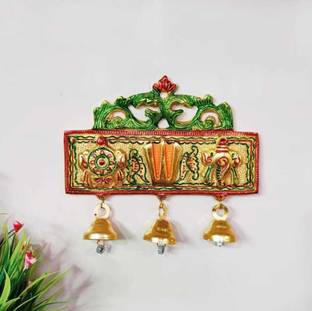 oyssta Tirupati Door Hanging Shankh Chakra Namah Latkan Meenkari Decorative for Home Decorative Showpiece  -  15 cm