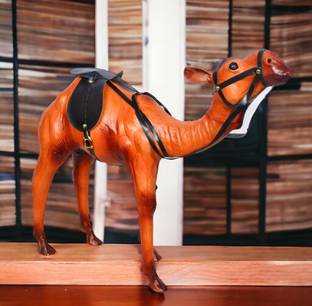 VMSK HandiCraft Standing Camel | Leather | 18” Inch Premium Decorative Showpiece  -  47 cm