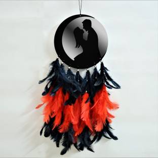 Artle Media Half Moon With Sweet Couple Dream Catcher For Car Hanging | Decor Decorative Showpiece  -  35 cm