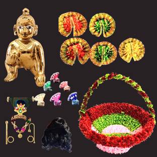 Poshak Bhandar 2 No. Size Laddu Gopal ji For Home full set combo sringar for janmastmi Decorative Showpiece  -  7.6 cm