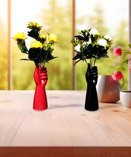 DK MART Creative Home Decor Flower Hand Vase Showpiece for Living Room Office Set of 2 Decorative Showpiece  -  25.5 cm