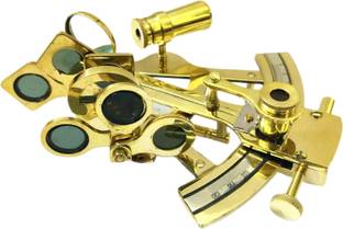 Ascent India Brass Sextant Shinny Collectible Nautical Gift Decorative Showpiece  -  12 cm