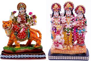 Green Value durga mata murti and ram darbar murti for pooja Decorative Showpiece  -  21 cm