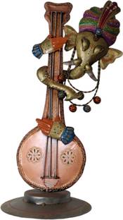 Vandana Collection Ganpati with Sitar, Handcrafted Musical Instrument Vintage-Style Decorative Showpiece  -  52 cm