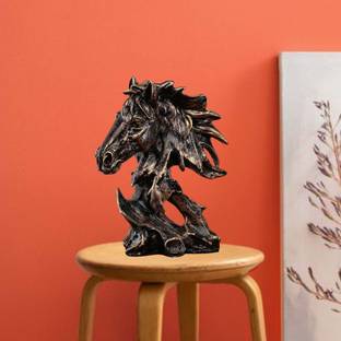 GW Creations Running Horse Handcrafted Statue|Home Décor|Drawing |living Room|Marble Finish Decorative Showpiece  -  26 cm