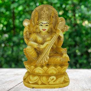 DIVINEDECOR Divine Saraswati Symbol Decorative Showpiece  -  10 cm