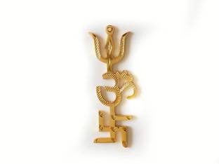 nagaana Om Trishul Trishakti Yantra Main Door Entrance, Size - 5 Inches Decorative Showpiece  -  7 cm