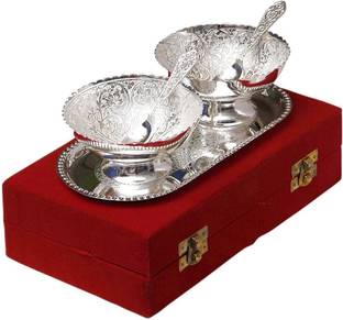 ME&YOU Diwali Gift Item;Silver Plated Bowl Set of 5 Decorative Showpiece  -  20 cm