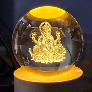 Aipom 3D Lord Ganesh Ji Crystal Ball Night Lamp