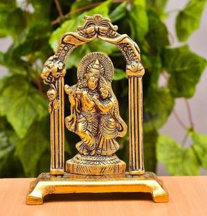 Koolwal craft Metal Radha Krishna Playing Flute Kahna ji idol statue Decorative Showpiece  -  18 cm
