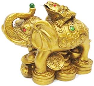 jangra Money vastu Fengshui Collection Resin Feng Shui Money Frog On Elephant Decorative Showpiece  -  5 cm