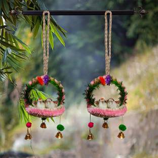 The Shine Store Decorative Artificial Birds Nest Hanging Made of Natural Grass for Home Décor Decorative Showpiece  -  26 cm