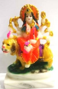 Love Kart Marble Maa Durga Idol For Car Dashboard Sherawali Statue Home, Pooja, Gifting Decorative Showpiece  -  12 cm