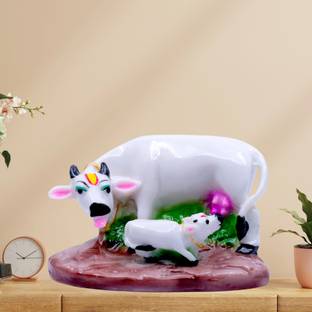 GW Creations Cow Statue Murti Marble(Home Temple Use,Office,Vastu Cow,Gifted use Item Statue) Decorative Showpiece  -  7.6 cm