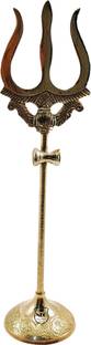 Neo Classic Brass Lord Shiva Trishul with Damru for Pooja Room Height 5 Inch Decorative Showpiece  -  12 cm