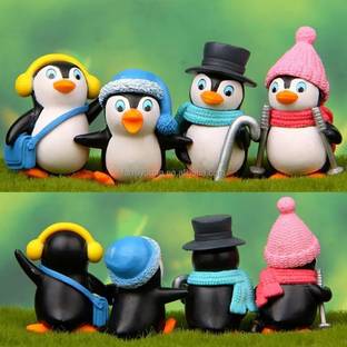 Satyam Kraft 1 Set Penguin Miniature Set for Unique Gift, Valentine, Wedding decor Items Decorative Showpiece  -  5 cm