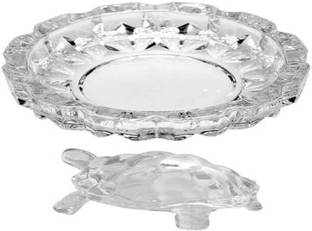 LOTUS RISE Gifts & Decor Crystal Turtle Tortoise With Plate and Beads For Feng Shui And Vastu Best Gift For Fulfill Your Wishes And Brings Prosperity & Happiness in Your Life. Decorative Showpiece (Glass, Clear) Decorative Showpiece  -  5 cm
