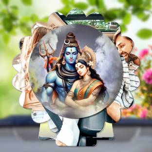 GiftsRange Shiv Parvati Silver Car Dashboard Idol Premium Decorative Showpiece  -  8 cm