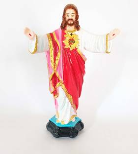 DIVINE Jesus Sacred Heart Blessing Fiber Statue Holy Christian God figures Religious Decorative Showpiece  -  26 cm