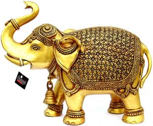 SUSAJJIT DECOR Brass Big Size Elephant Statue for Floor and Table Deocr Decorative Showpiece  -  25 cm
