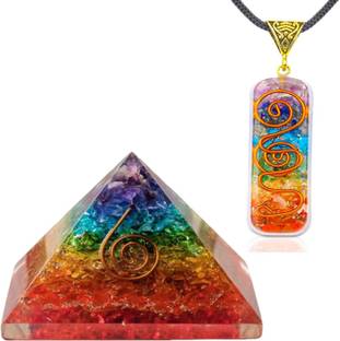 VIBESLE Orgone Chakra Pyramid With Seven Chakra Orgonite Necklace Decorative Showpiece  -  7.6 cm