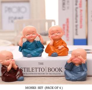 Monstoy Baby Buddha Monk Doll See No Evil, Hear No evil, Speak No Evil, Statue Decorative Showpiece  -  4 cm
