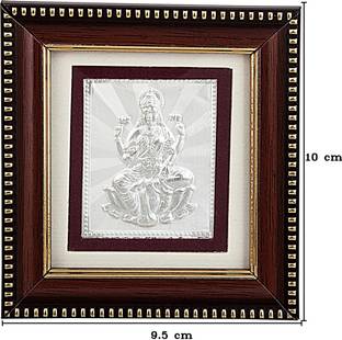 Siri Creations 999 Pure Silver Photo Frame Size 1 God Lakshmi Wooden Frame Decorative Showpiece - 10 cm