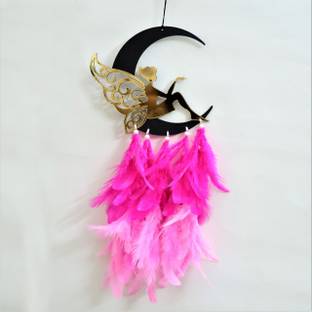 Artle Media Decorative and Half Moon With Fairi Dream Catcher For Car Hanging | Decor Decorative Showpiece  -  35 cm