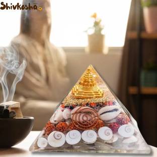Shivkosha Shree Yantra Orgone Pyramid For Attracting Positivity, Abundance, and Balance Decorative Showpiece  -  6 cm