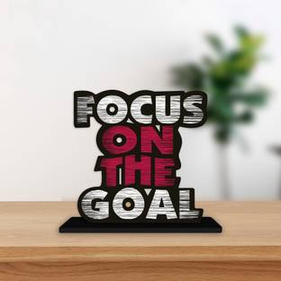 Artvibes Focus On the Goal Quote Table Decor Office Desk Showpiece Wood Gift Item(SP_1140 Decorative Showpiece  -  13 cm