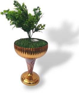 BRASS BLESSING 100% Copper Flower Pot With Flower | Home Garden Decor (1537) Decorative Showpiece  -  4 cm