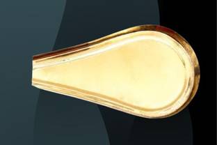 Puja N Pujari Round Design Plain Brass Abhishekam Plate Patra for God Idols (Length : 17 Cms) Decorative Showpiece  -  4 cm