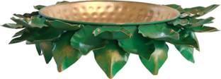 Vandana Collection Metal Leaf Bowl, Hammered Interior Decorative Showpiece  -  9 cm