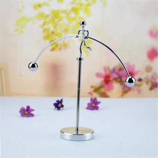 Vaisag House Stainless Steel Balancing Toy | Engular Momentum Silver Pole Balancing Man Decorative Showpiece  -  18 cm