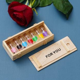 eCraftIndia Wooden Box "For You" Message Bottle Set Decorative Showpiece  -  3 cm