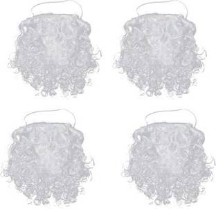 salvusappsolutions Santa Claus Beard/Moustache Set For Christmas, Set of 4 (White_6x6 Inch) Decorative Showpiece  -  15 cm