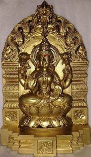 tskutty Lakshmi Idol Statue / MAHALAKSHMI / POLYMARBLE Golden MAHALAKSHMI Decorative Showpiece  -  17 cm