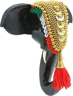 HOIVA (Pack of 1)10Inch Elephant head with Nettipattom( Brown) For Homedecor Decorative Showpiece  -  25 cm