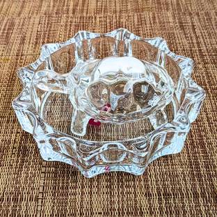 Cozzy Dera Glass Decorative Turtle Plate for Home/Office/Car Dashboard Glass Tortoise Plate Decorative Showpiece  -  12 cm