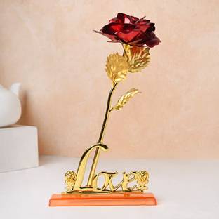 YaaYi Red Rose Love Stand | Special Red Rose Flower for Someone Special & Loved one Decorative Showpiece  -  25 cm