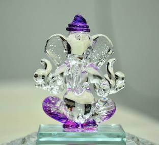 craftradhika Crystal ganesha Statue for car dashboard I Ganesh idol I Ganesha statue I Home Decor I Gifts for House warming I Decorative Showpiece  -  7 cm