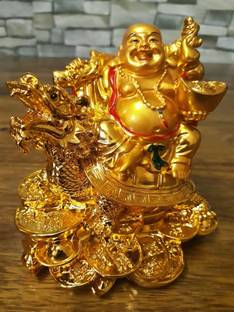 MG Mohaak Gallery Feng Shui Laughing Buddha Sitting On Dragon Tortoise Signifies Wealth Happiness & Peace | Happy Man Idol Murti Statue Showpiece Statue For Good Luck Wealth Health Good Money Vastu Home Office Decor | Perfect Gift For Birthday Wedding Anniversary Housewarming Diwali And As Valentine Gift | MGI991| Decorative Showpiece  -  11.43 cm