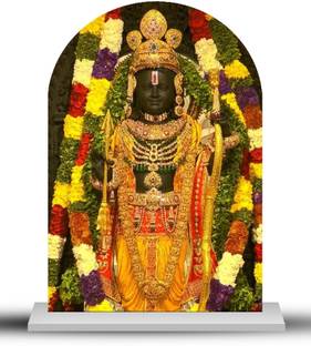 Niya Krafts Ram Mandir Ayodhya Car Dashboard 8 CM Black Acrylic Stand Decorative Showpiece  -  8 cm