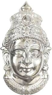 SVC Handicrafts Germen Silver Varalakshmi Face Idol 8 Inch Ammavari Face / Laxmi Mukhota Decorative Showpiece  -  20 cm