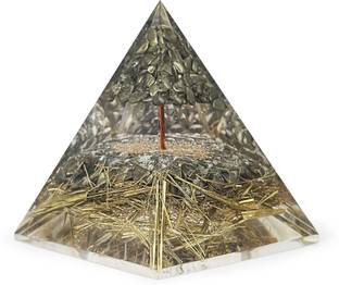 SOLAVA Original Pyrite Crystal Pyramid for Money Good Luck Prosperity Positivity Vastu Decorative Showpiece  -  8.5 cm