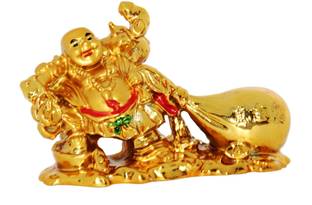 Vastu Art Vastu / Feng Shui / Laughing Buddha With Money Ingot For Health , Wealth And Good Luck Decorative Showpiece  -  8 cm